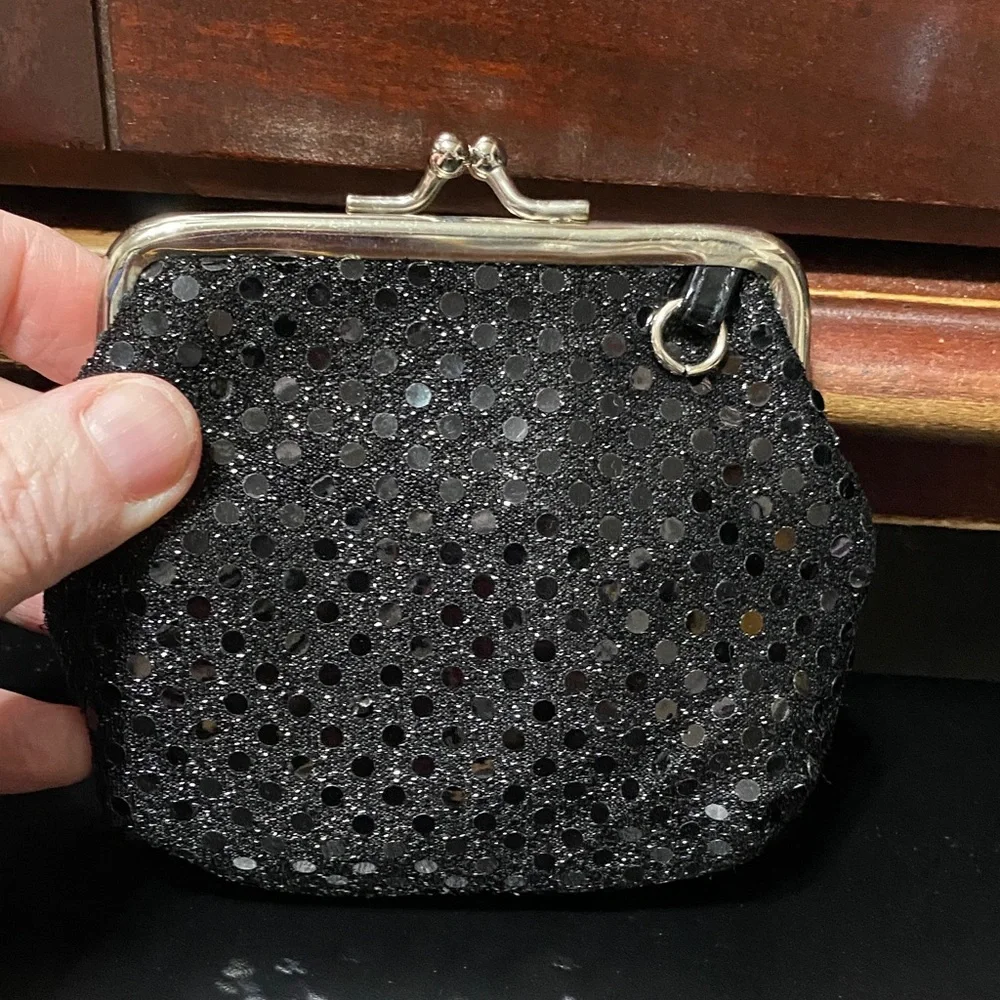 Vintage Black Sequin Change purse